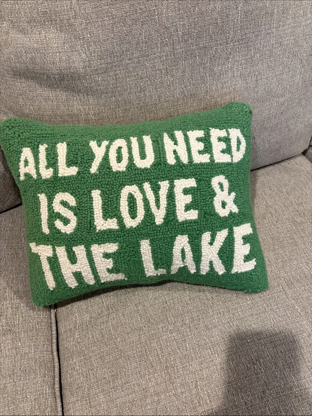 Green 'All You Need Is Love & The Lake' Decorative Throw Pillow